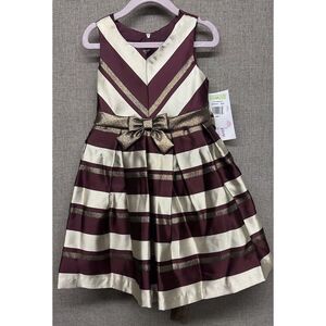 NEW BNWT Bonnie‎ Jean Girls Burgundy Xmas Holiday Party Dress Size 4
